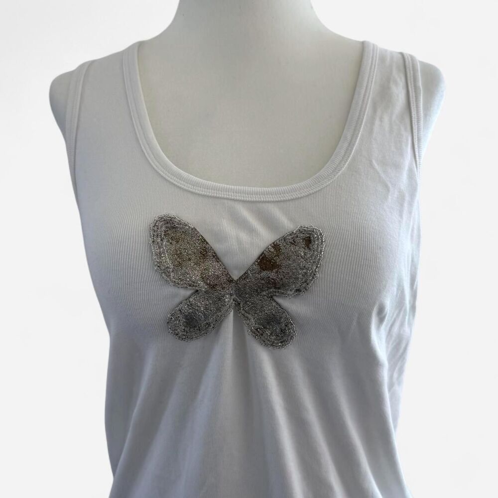 Rare Vintage Tory Burch Authentic Y2K Tank Top with Butterfly Appliqué Design